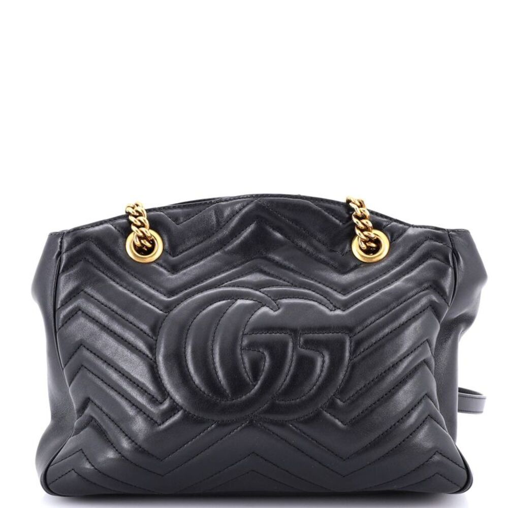 Gucci GG Marmont Chain Tote Matelasse Leather Medium Black - Picture 3 of 6